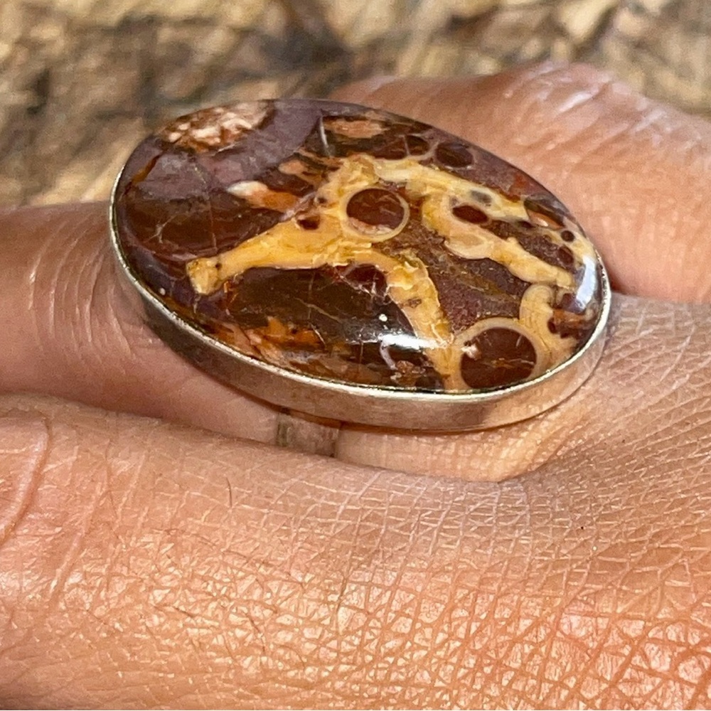 Brown Agate Ring Size 7